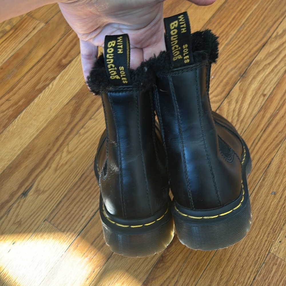 Dr. Martens Black Leather Chelsea Combat Boots with Yellow Stitching - Picture 5 of 6